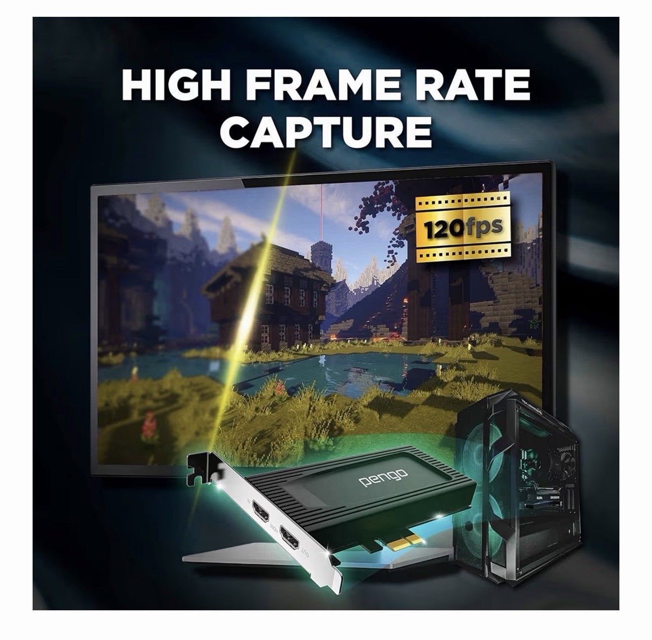 Pengo 4K HDMI PCIe Capture Card 4K30 Recording 4K60 HDR Pass-Through 240Hz
