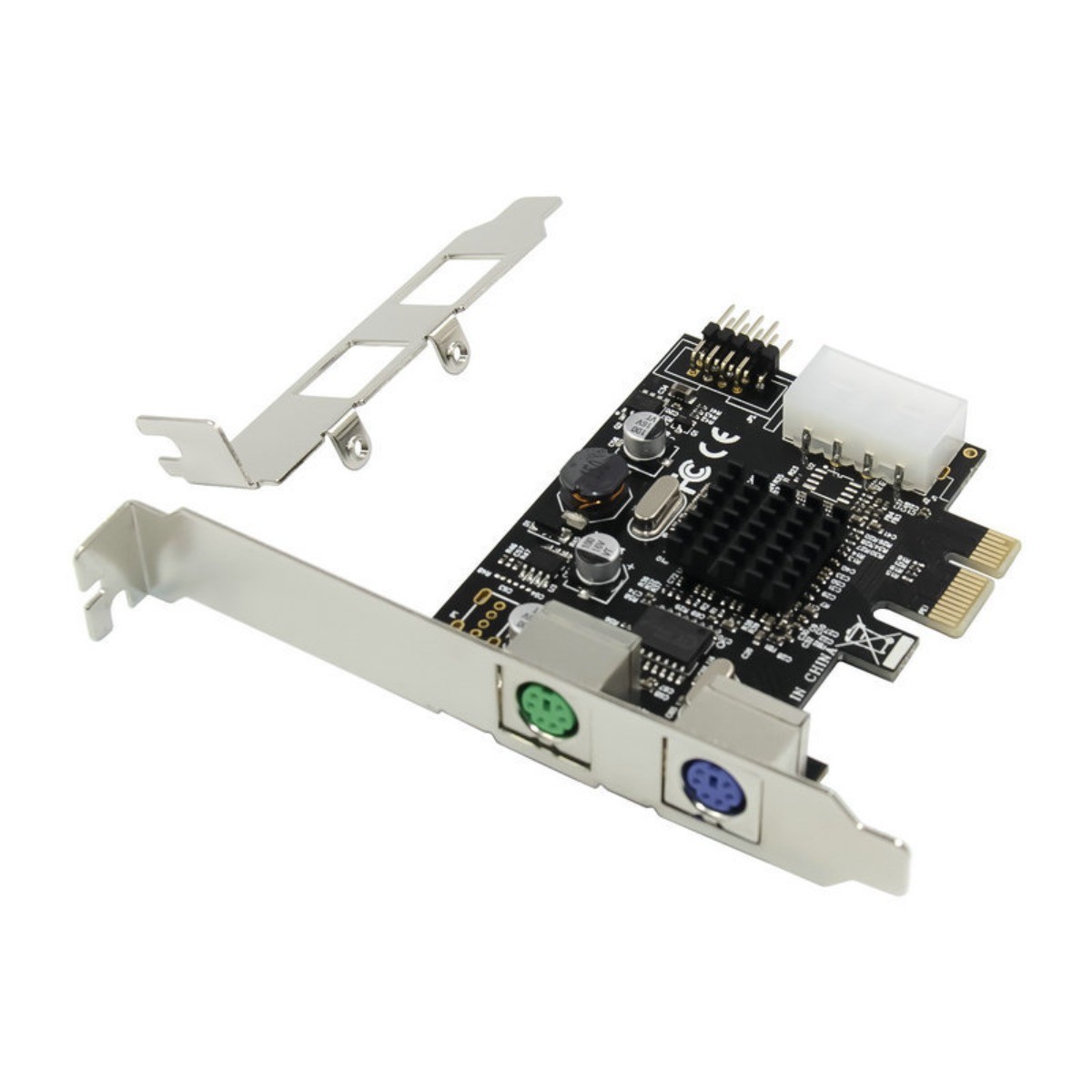PCI Express PCIe x1 to 2 Ports PS2 PS/2 Expansion Card For PC Keyboard Mouse