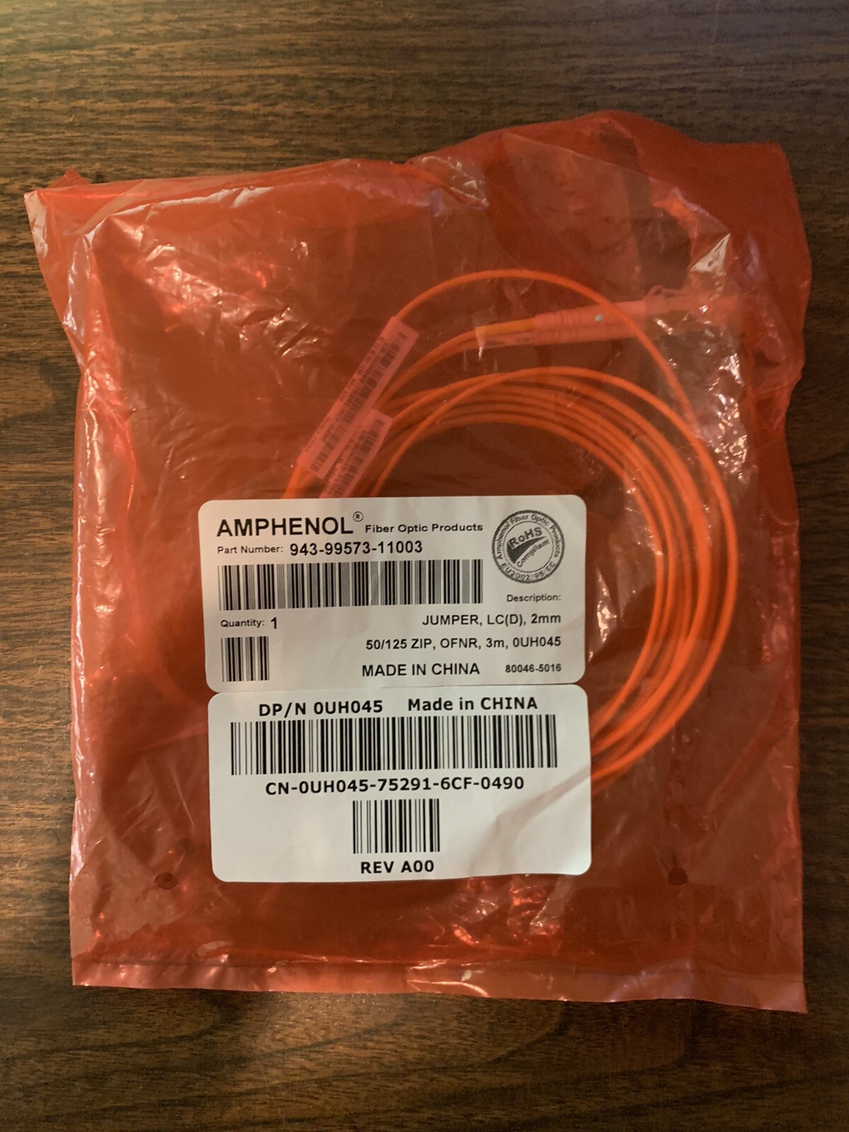 Amphenol Fiber Optic Multimode Patch Cable C/A 2.0MM RISER 50/125 — 0UH045