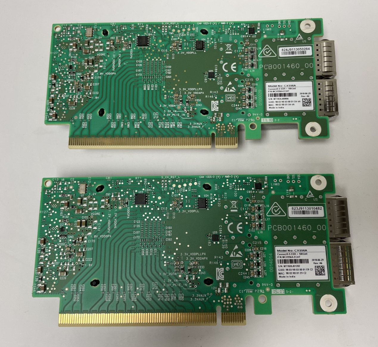 Lot of 2 Mellanox ConnectX-5 CX556A MCX556A-ECAT Adapter No Bracket Parts *READ