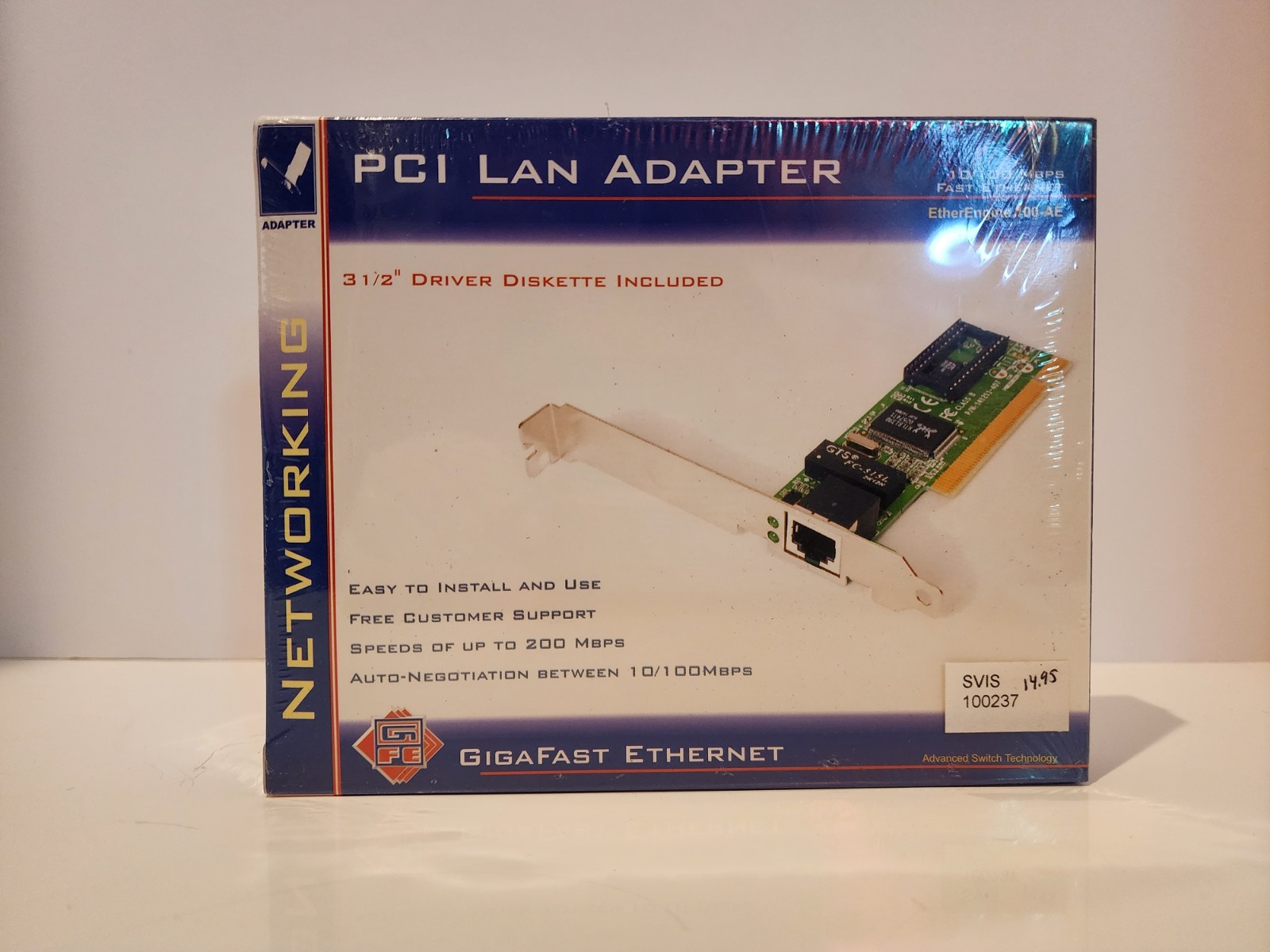 PCI LAN ADAPTER by GIGAFAST ETHERNET, 10/100 Mbps New, Factory Sealed