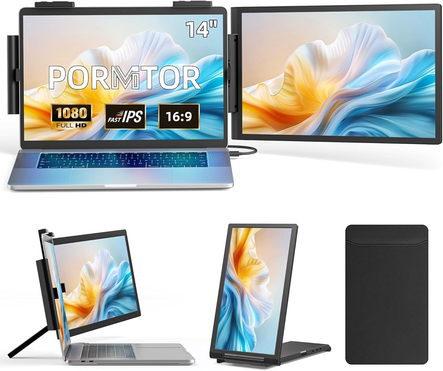 Ultra-Light 14-Inch FHD Laptop Monitor Extender with USB-C and HDMI Connectivity
