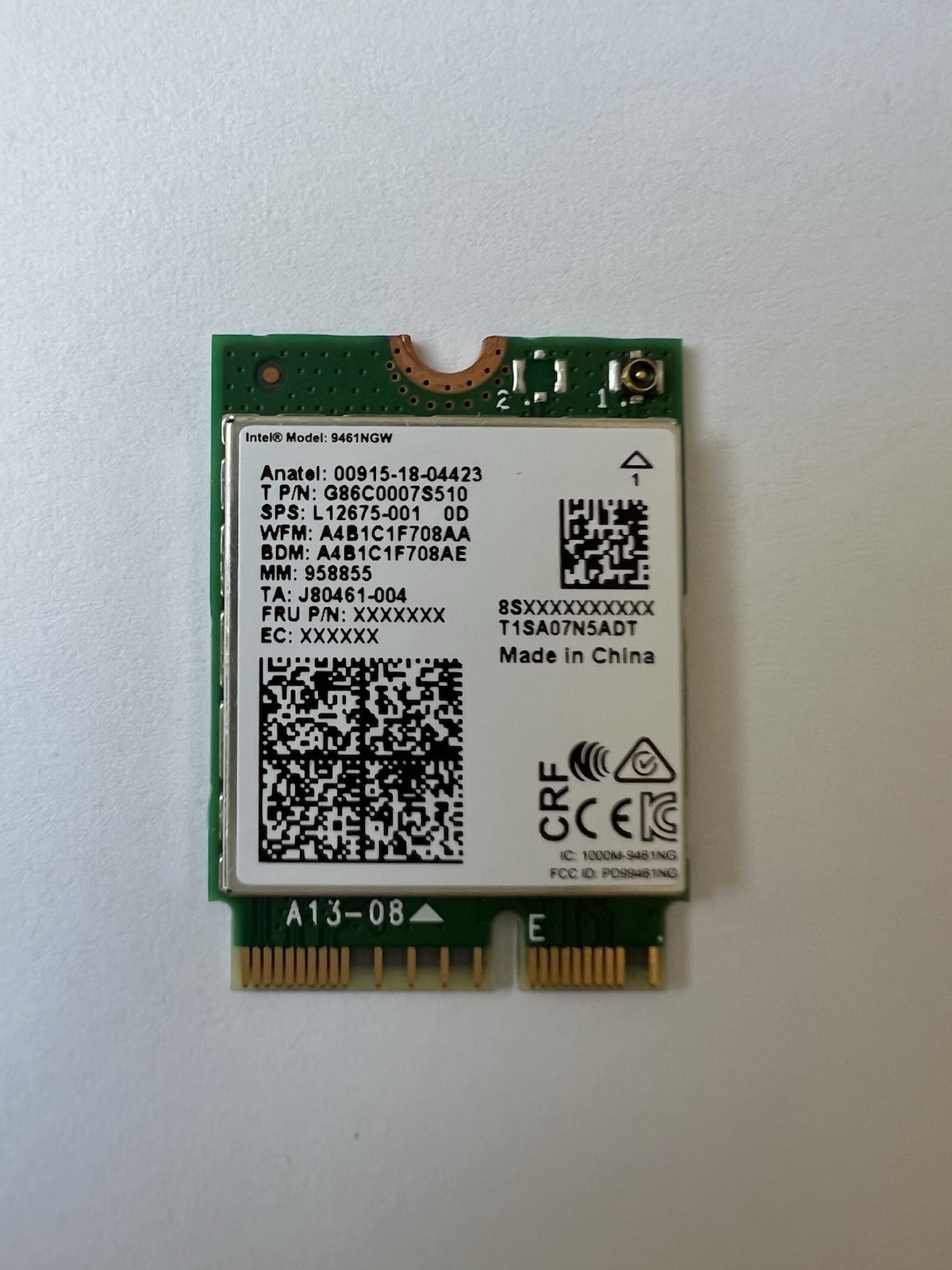 Intel 9461NGW Wireless WLAN WiFi Card 802.11ac NGFF 2.4G/5G, BT5.1 L25889-005
