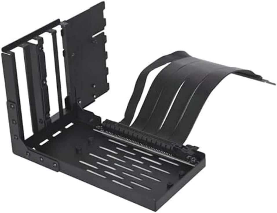 Toolless Vertical GPU Mounting Kit with PCIe 4.0 Riser Cable – Black Elegance