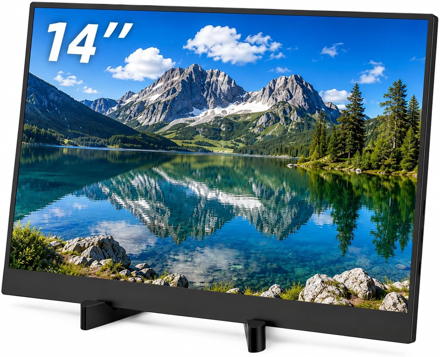 14 Inch Portable Monitor, 1366×768 IPS, USB Type C, Mini HDMI, Adjustable Stand