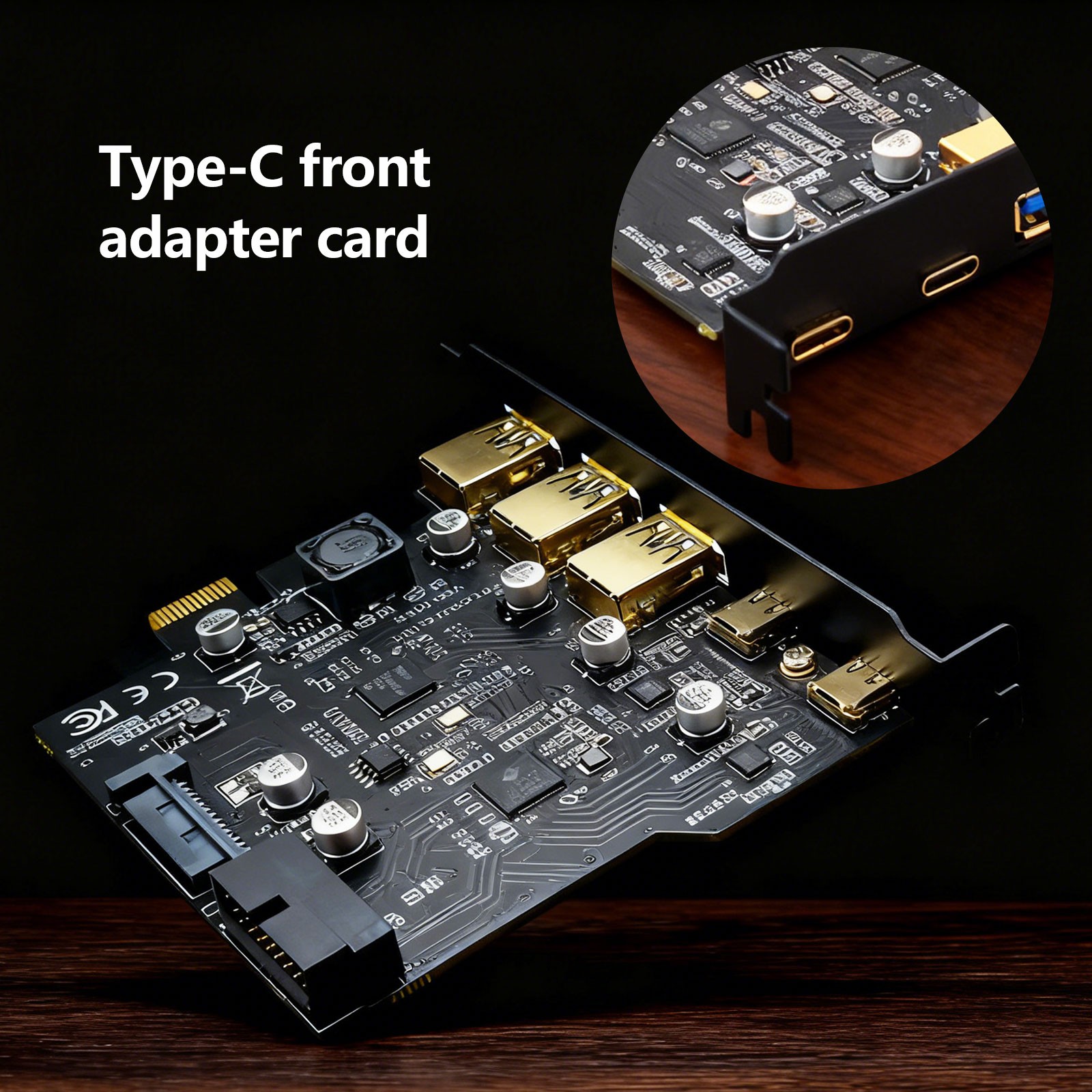 USB3.2 GEN1 PCI-E Expansion Card 5 Ports 2*Type-C 3*USB-A 19 Pin Connector 5Gb31