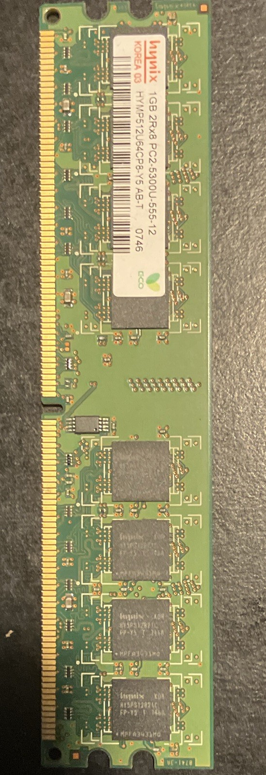 Hynix 1GB DDR2 PC2-5300U 240-Pin DIMM Unbuffered RAM HYMP512U64CP8-Y5