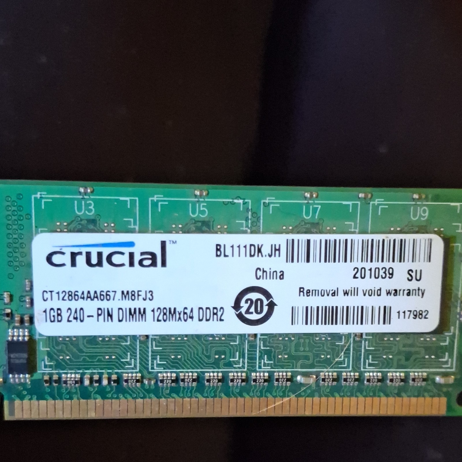 Crucial 1GB DDR2-667 RAM (1GB x 1) PC2-5300U 240-Pin CT12864AA667