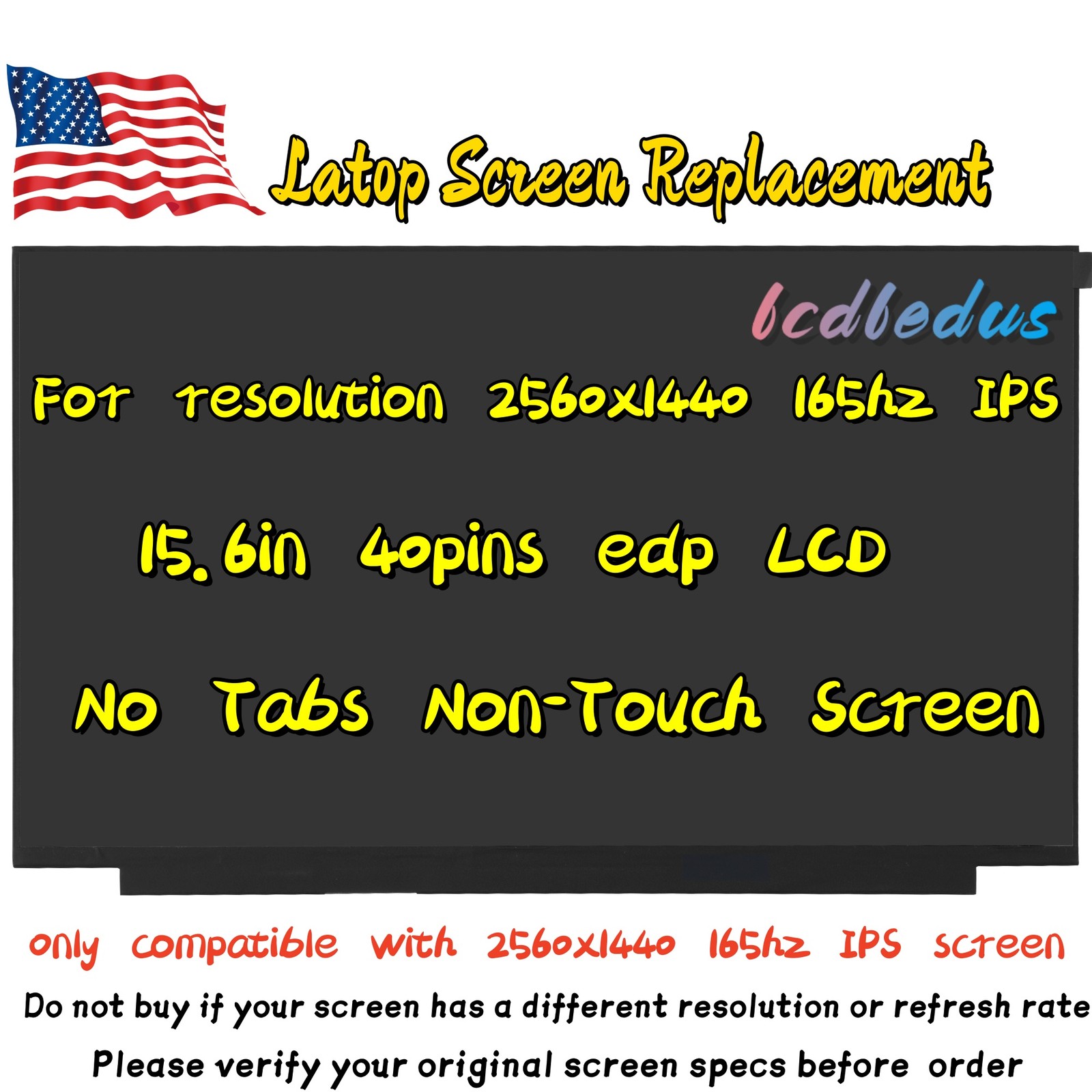 2560×1440 165hz IPS 40pin New LCD Screen for Lenovo IdeaPad Gaming 3 15IAH7 82S9
