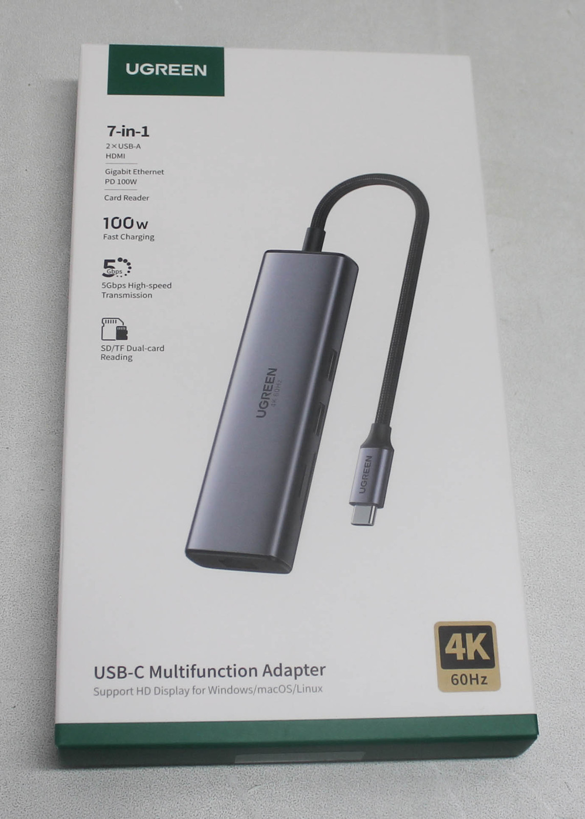 USB-C-HUB-7-IN-1 Ugreen Hub Microsd Type Ethernet Hdmi 100W Pd Charging”GRADE A”