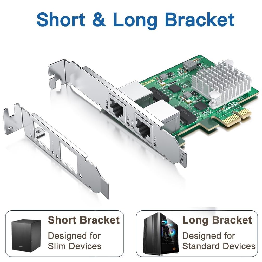 H!Fiber 2.5Gbase-T PCIe NIC with Realtek RTL8125 Chip, 2.5Gb Network Card, 25…