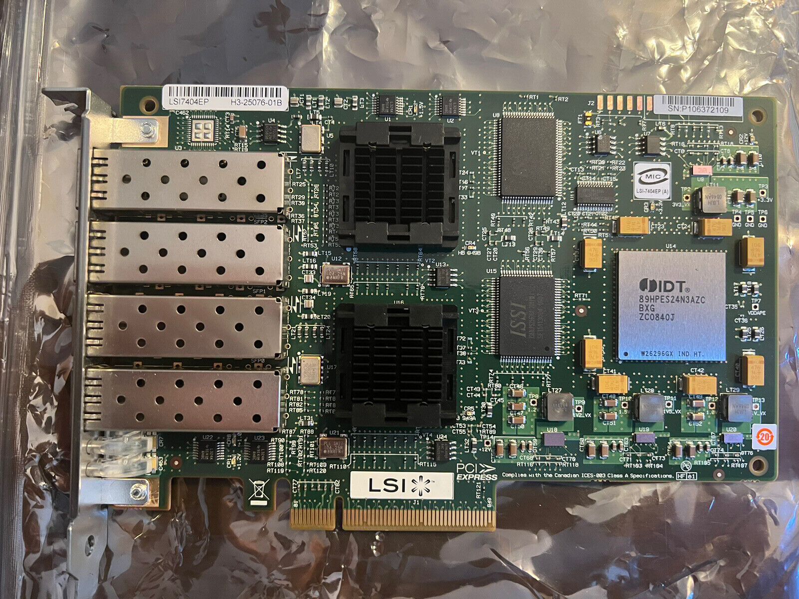Lsi Logic Controller Card Lsi7404Ep-Lc 4Gb S Fibre Channel 4Ch Optical Kit Pcie