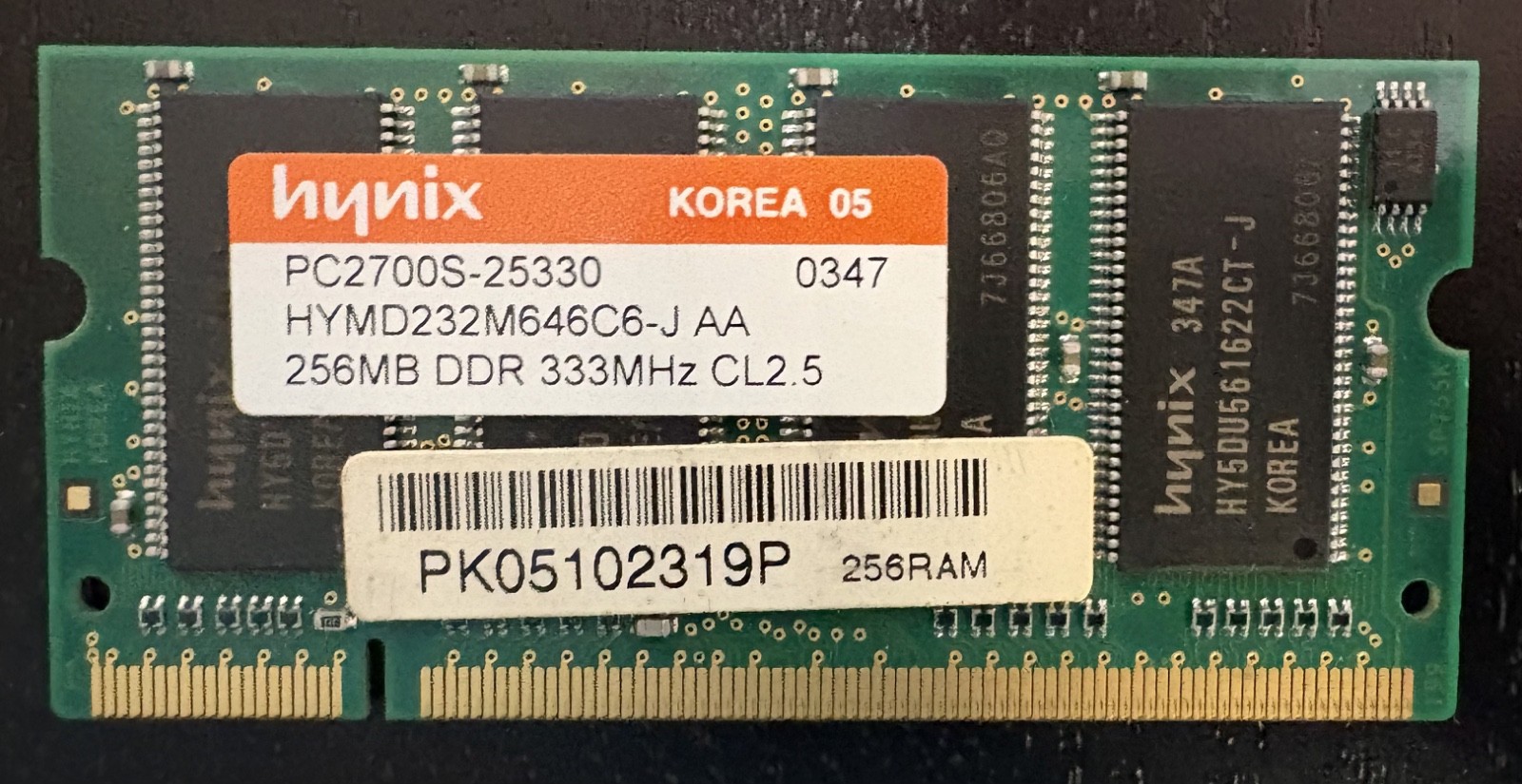 Hynix 256MB PC2700S-25330 DDR 333MHz CL2.5 RAM Chip HY5DU561622CT-J Korea