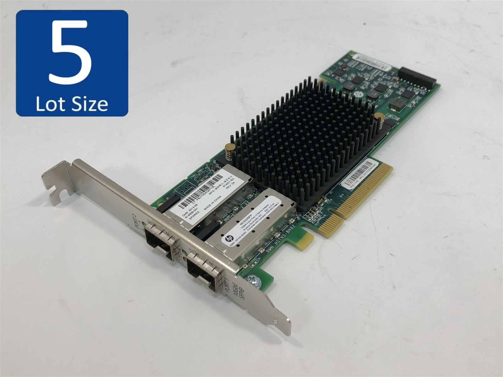 Lot of 5 HP NC552SFP 614201-001 10GB PCIe Dual Port Flex Fibre Channel Adapter