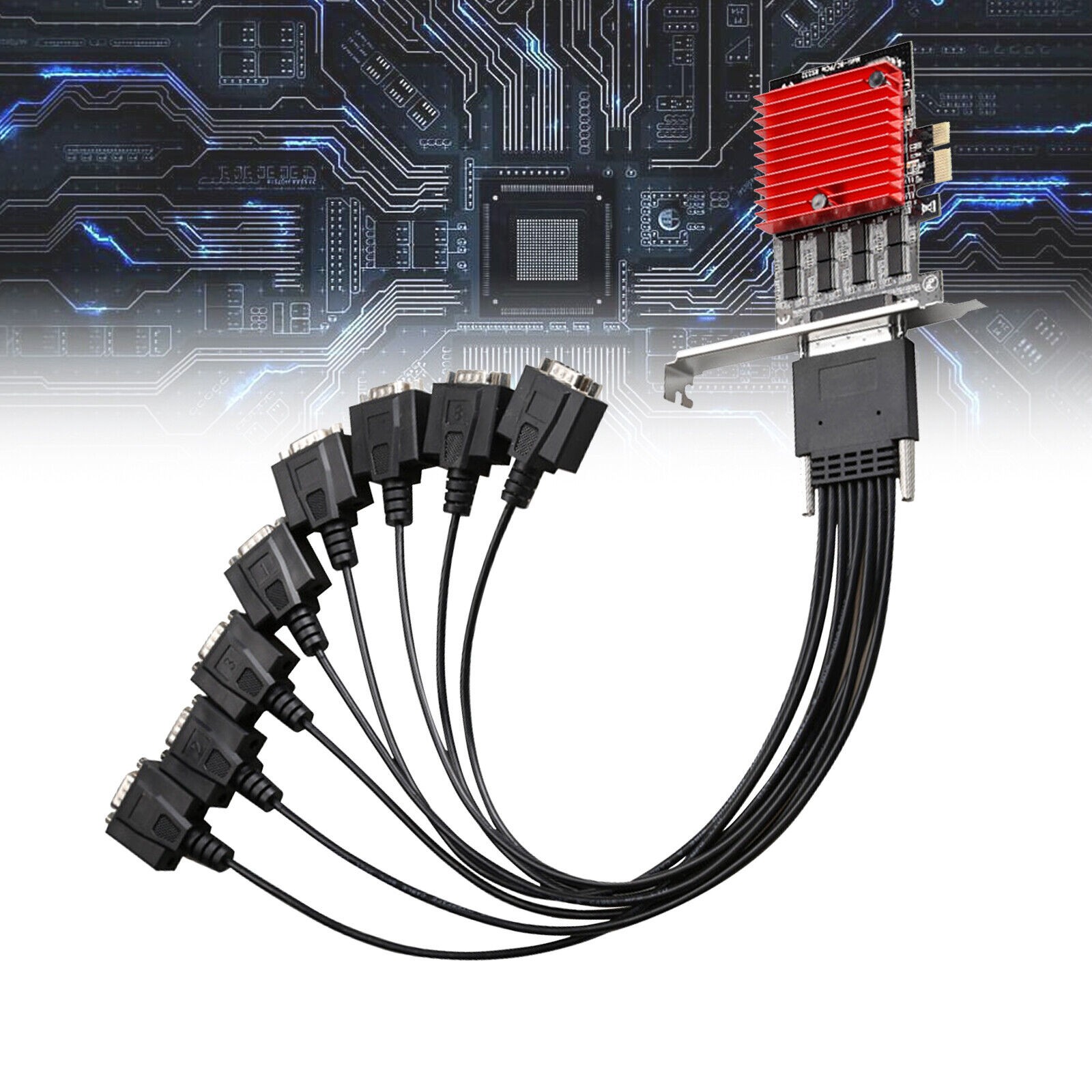 PCIE to 8-Port RS232 Serial Expansion Card Serial Port Expansion Adapter Riser