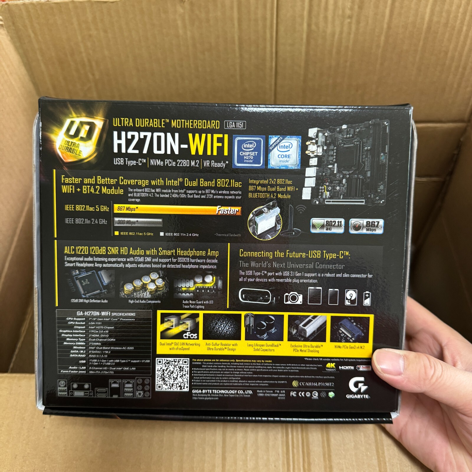GIGABYTE GA-H270N-WIFI Intel H270 LGA 1151 Intel Mini ITX Motherboards