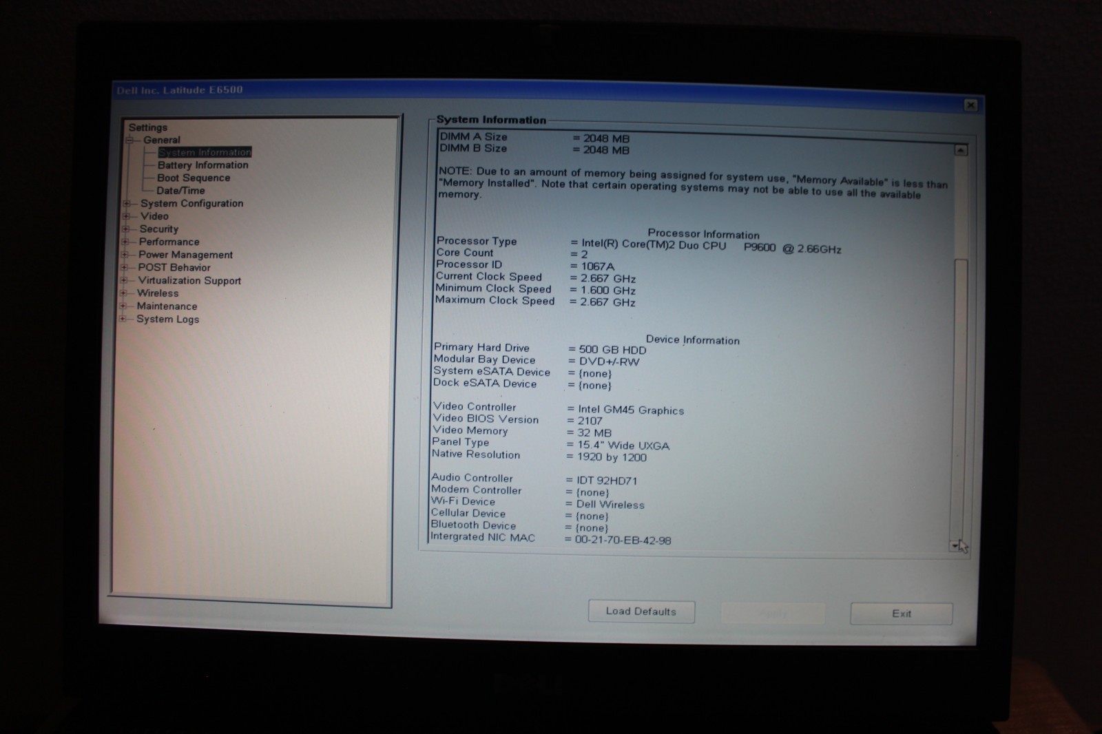 LCD Screen (Dell E6500 ) – COMPLETE ASSEMBLY – WXGA WUXGA