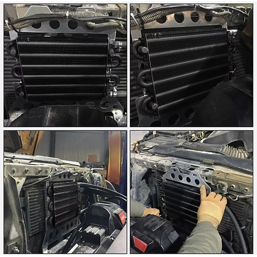 10 Pass Aluminum Remote 5/16″ Engine Oil Cooler Radiator w/Hose Mounting Kit
