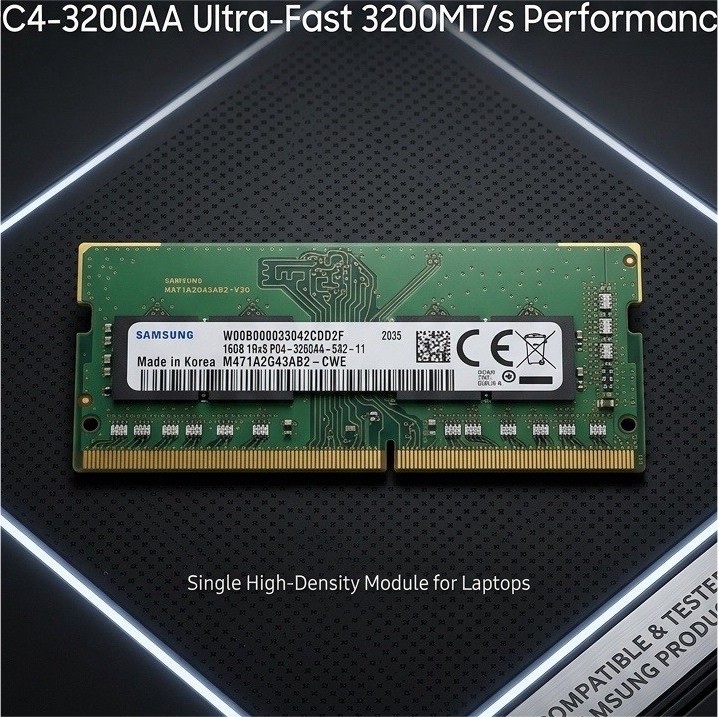 Samsung 16GB DDR4-3200 PC4-3200AA 260-Pin SO-DIMM Non-ECC M471A2G43AB2-CWE