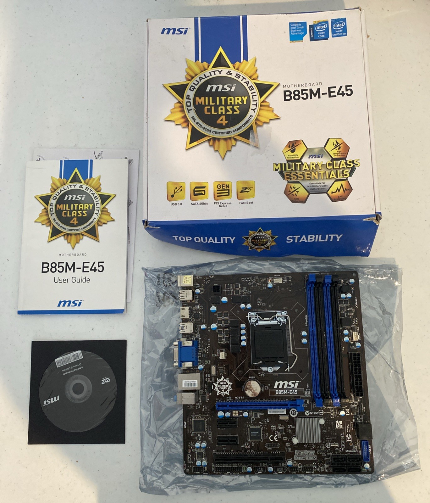 MSI B85M-E45 Socket 1150 Intel B85 HDMI SATA 6Gb/s USB 3.0 Motherboard Untested