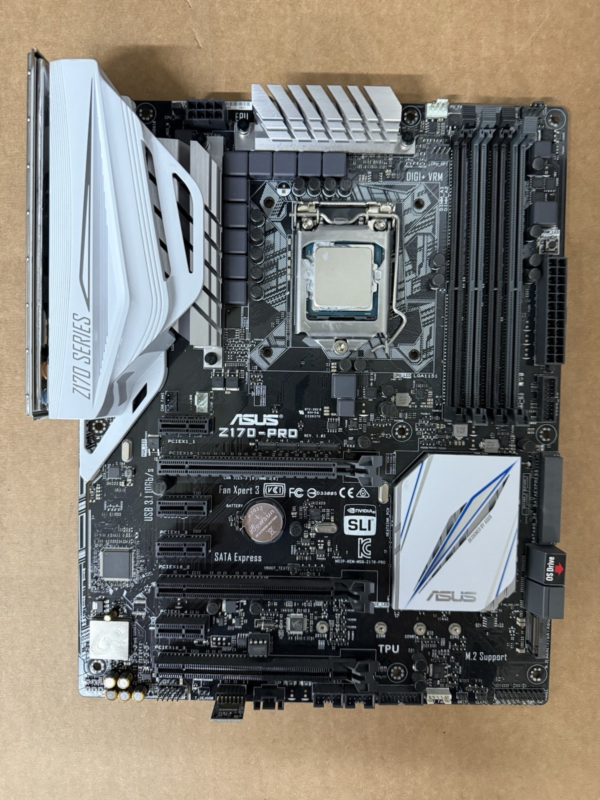Asus Z170-PRO ATX Motherboard +i7-6700K CPU + I/O Shield Tested