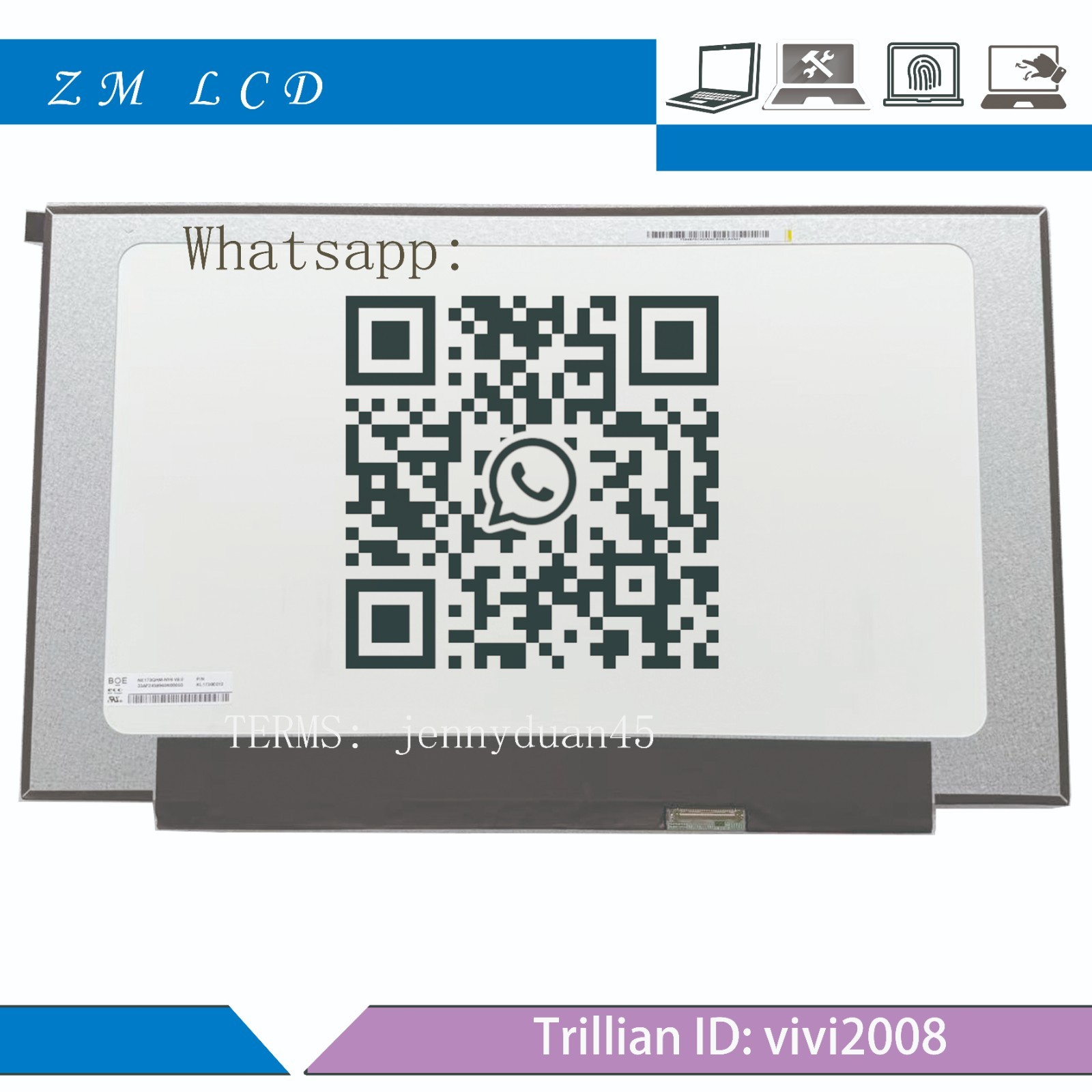 NE173QHM-NY6 V8.0 KL1730E012 QHD 40PIN 165HZ 2560X1440 LCD SCREEN PANEL