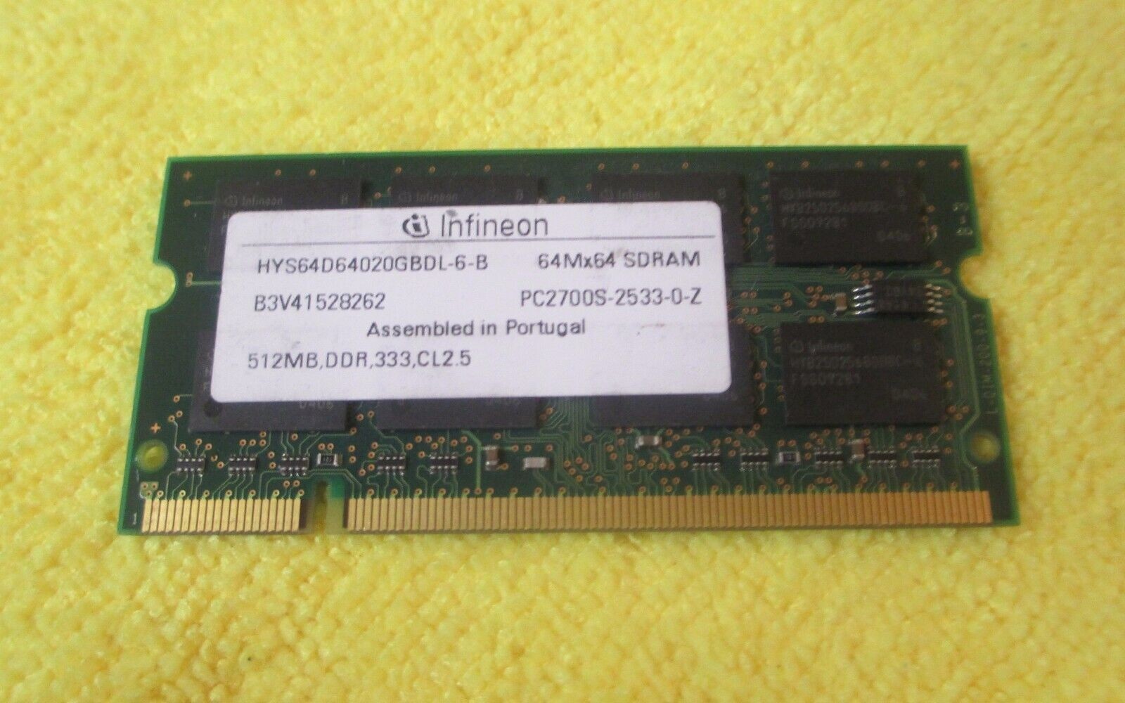 Infineon 512MB PC2700 DDR CL2.5 Laptop RAM HYS64D64020GBDL-6-B