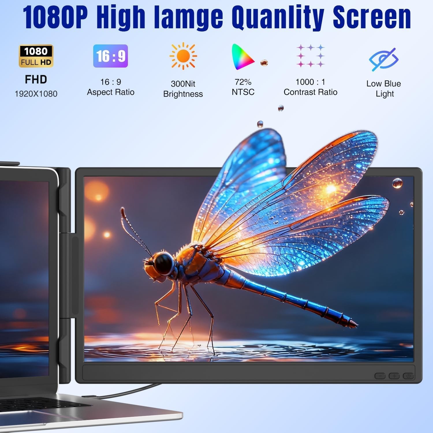 Foldable 14” Laptop Screen Extender – Enhance Productivity with HD Clarity
