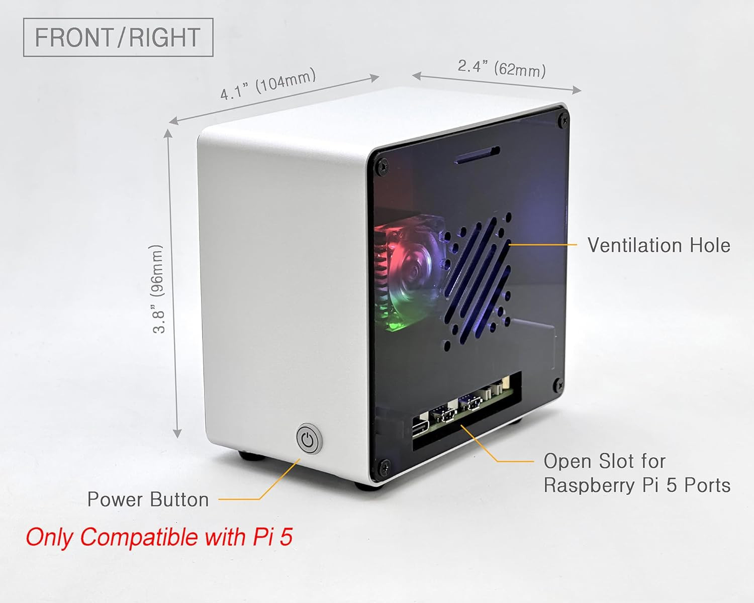 Electrocookie Raspberry Pi 5 Case, Aluminum Mini Tower Case with Cooling Fan and