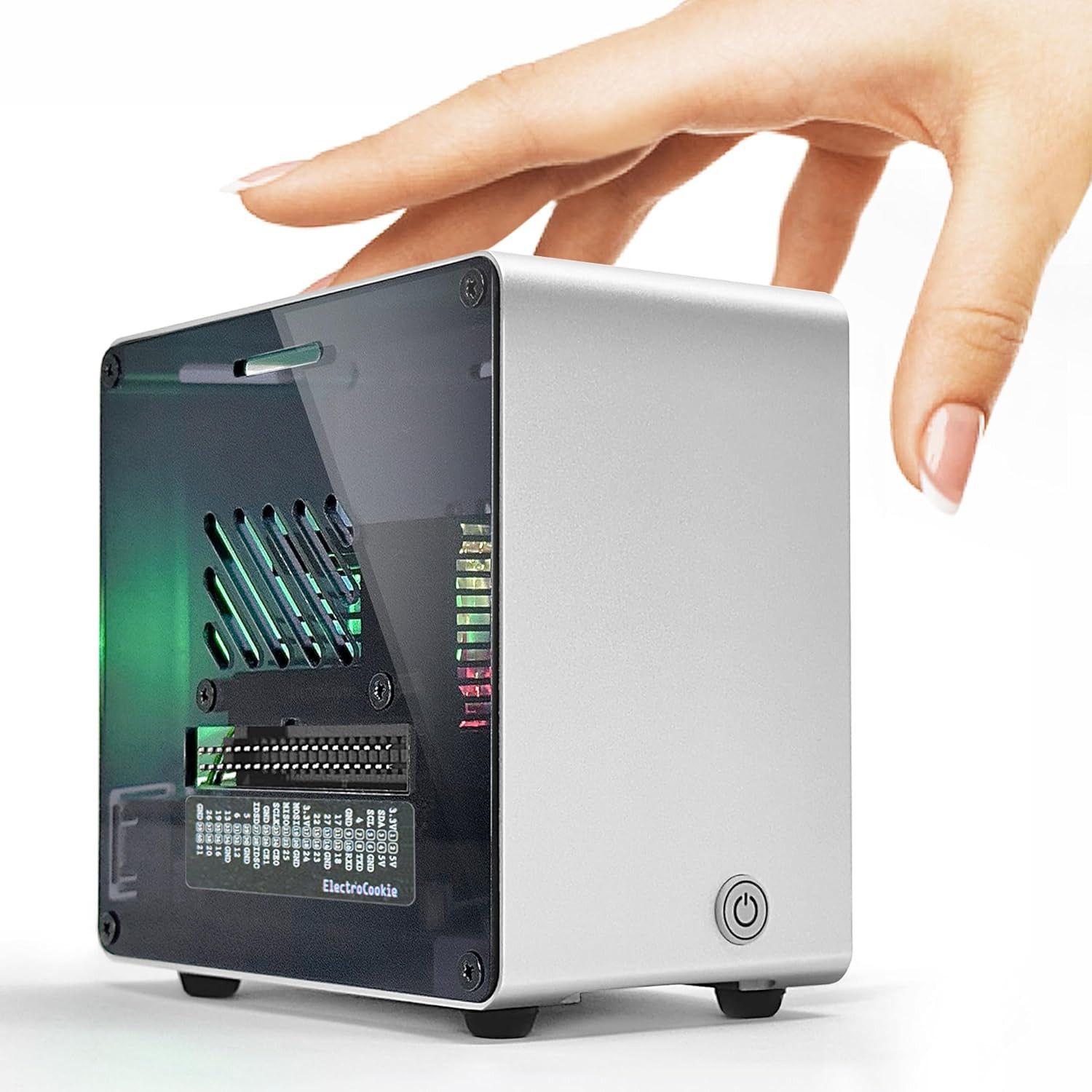 Electrocookie Raspberry Pi 5 Case, Aluminum Mini Tower Case with Cooling Fan and