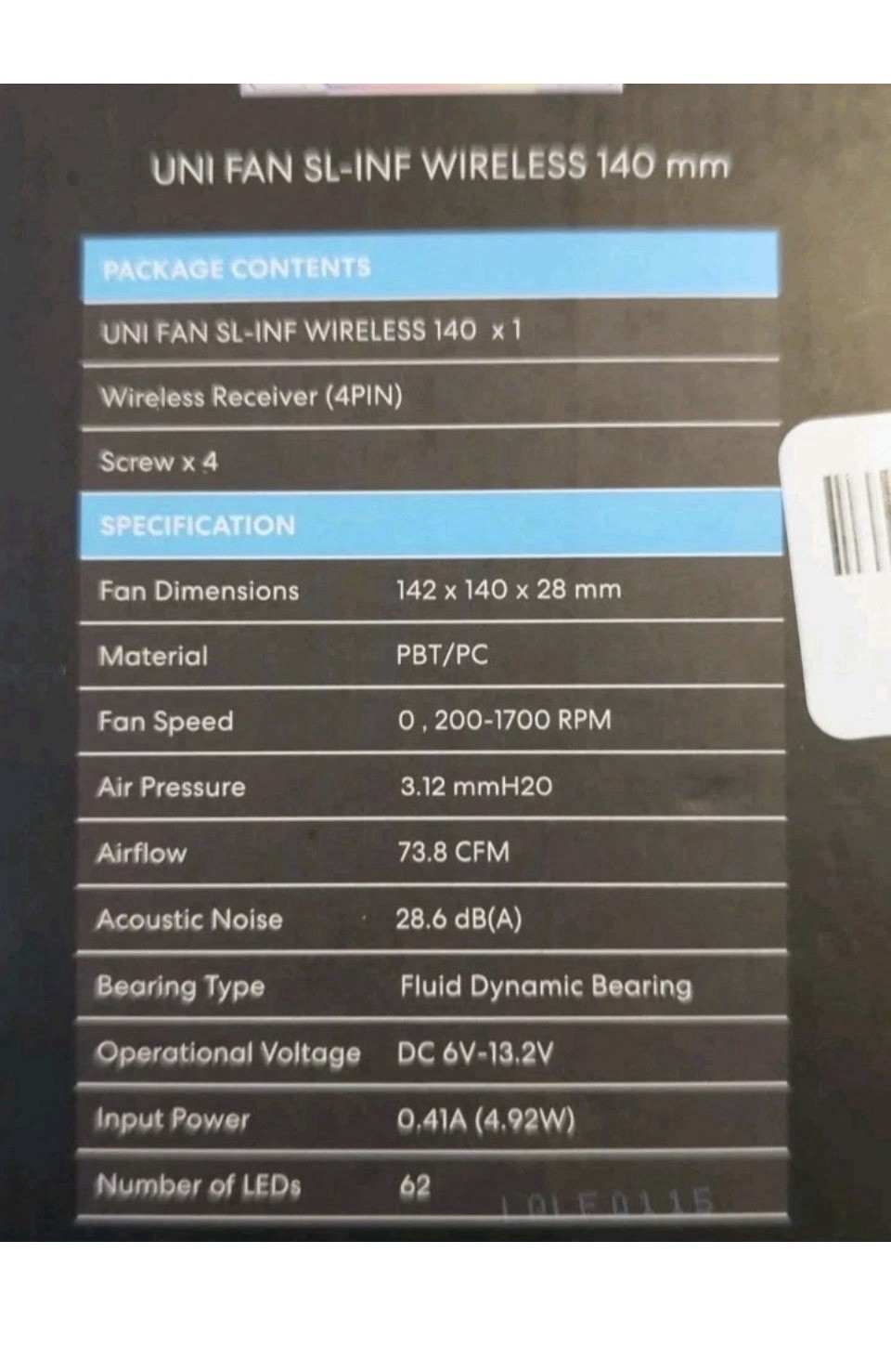 +Lian Li UNI Fan TL LCD 140mm ARGB Wireless Reverse Blade White Model: 14RTL1W1W