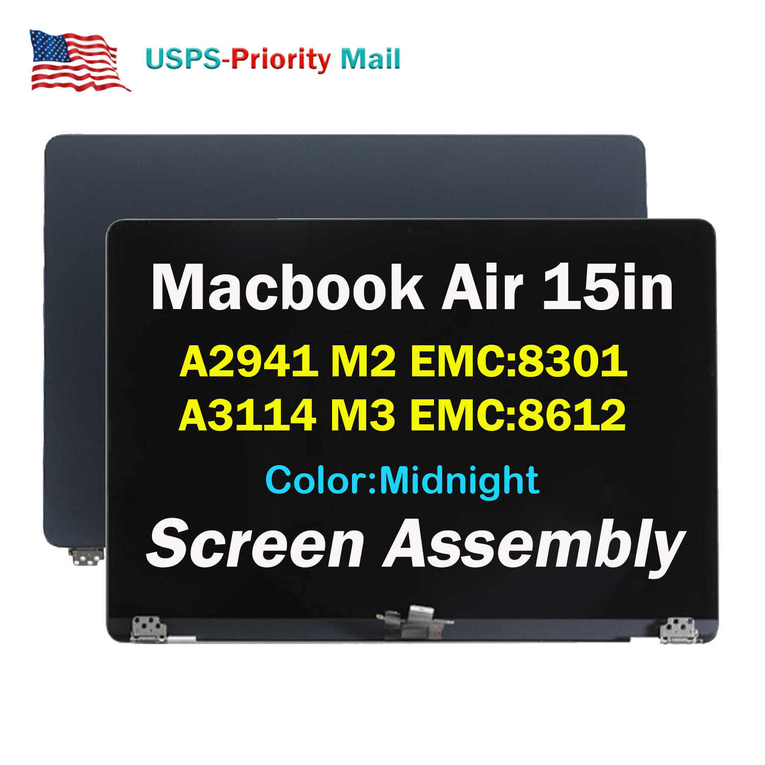 OEM For Macbook Air A2941 M2 2023 A3114 M3 2024 LCD Screen Replacement Midnight