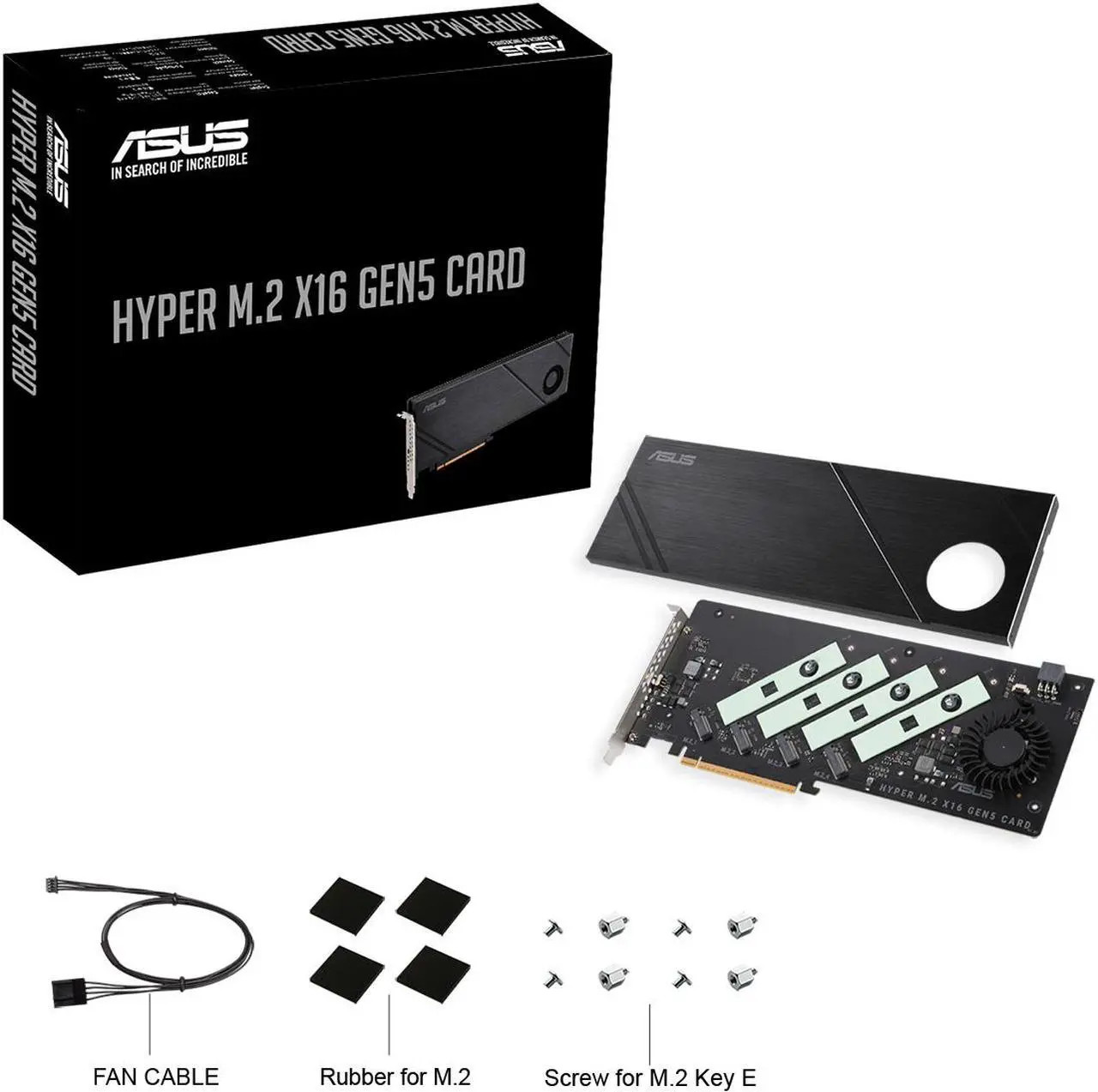 ASUS Hyper M.2 x16 Gen5 PCIe 5.0 NVMe Expansion Card Supports 4x M.2 SSD 2242-22