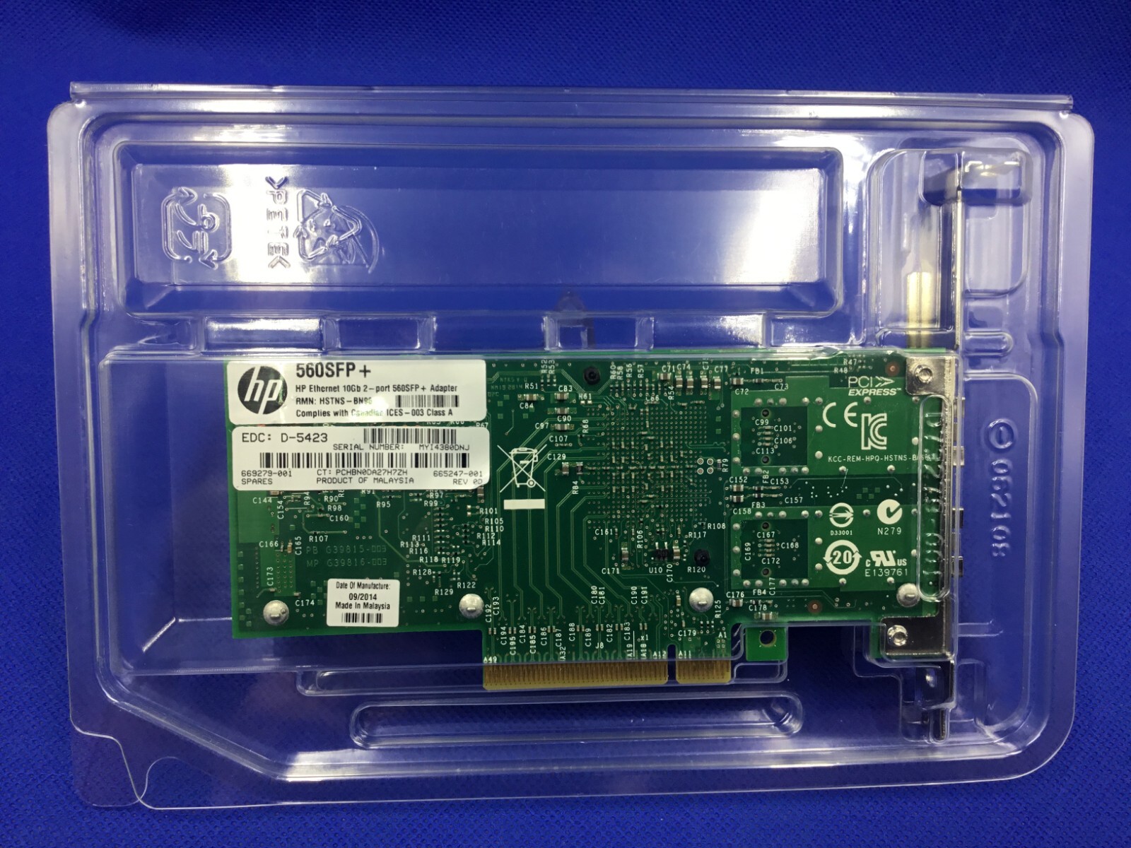 HP 10GB 669279-001 665249-B21 NC560SFP X520-DA2 DUAL PORT ADAPTER 665247-001