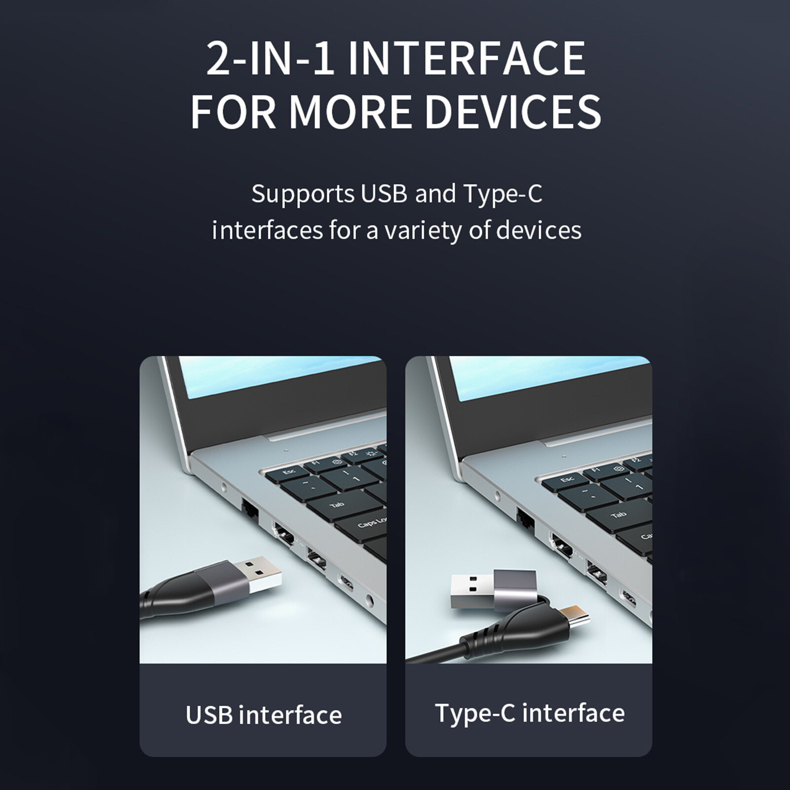 Type C/USB3.0 to Dual HDMI Adapter 1080P 60Hz Extend 2 Different Screen Hub
