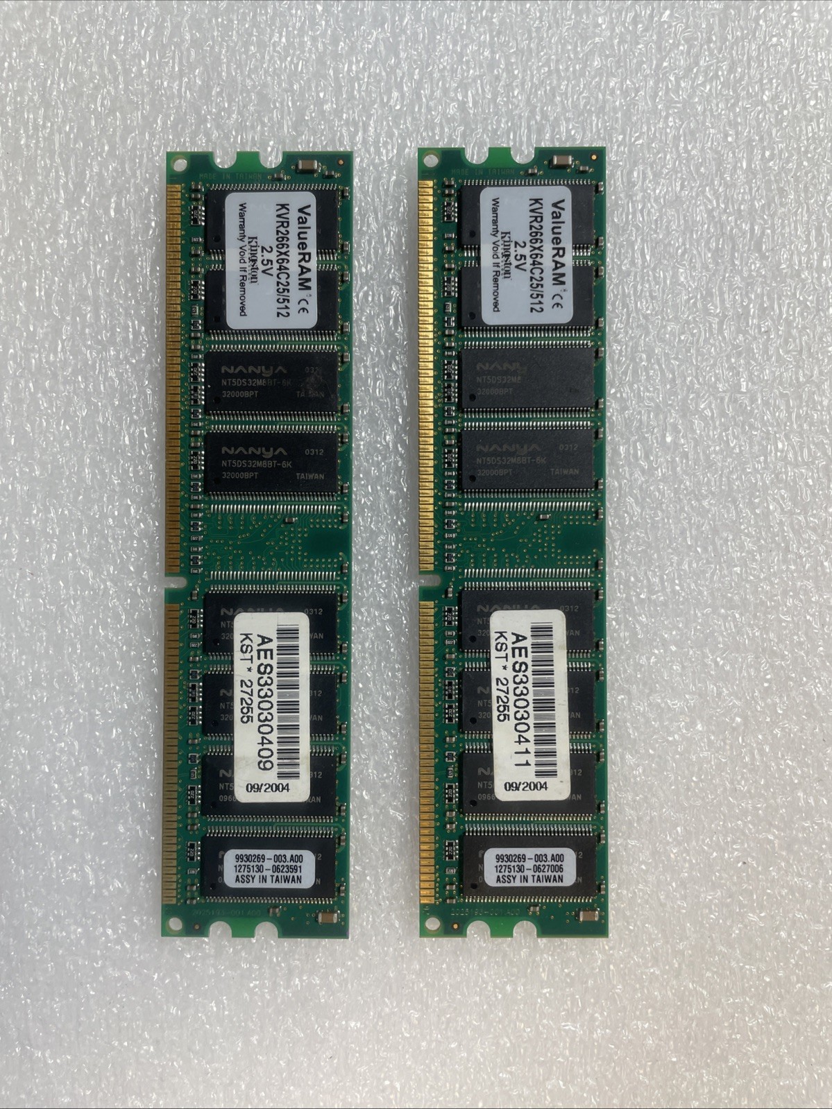 KVR 266X64C25/512 SDRAM 9932069-003.A00 512 MB DIMM 266 MHz