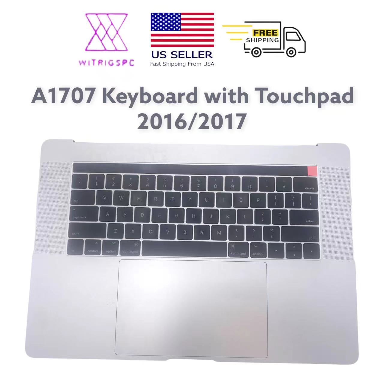 MACBOOK PRO 15″ A1707 TOP CASE PALMREST TOUCHPAD BATTERY SILVER GRADE A KEYBOARD