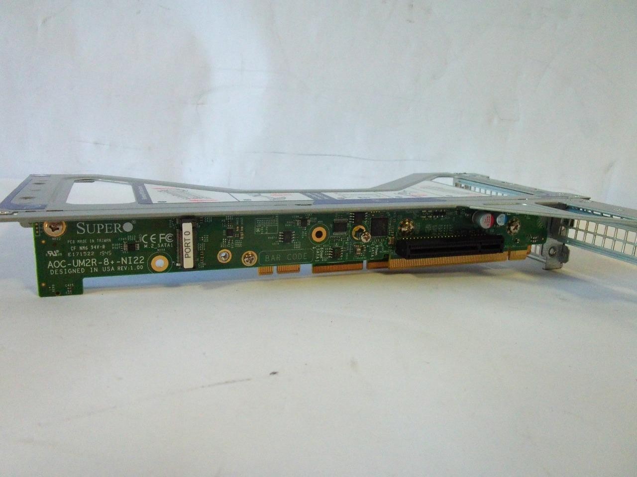 Supermicro 1U WIO & PCI-Express x16/x8 Riser Card RSC-R1UW-2E16 AOC-UM2R-8+NI22
