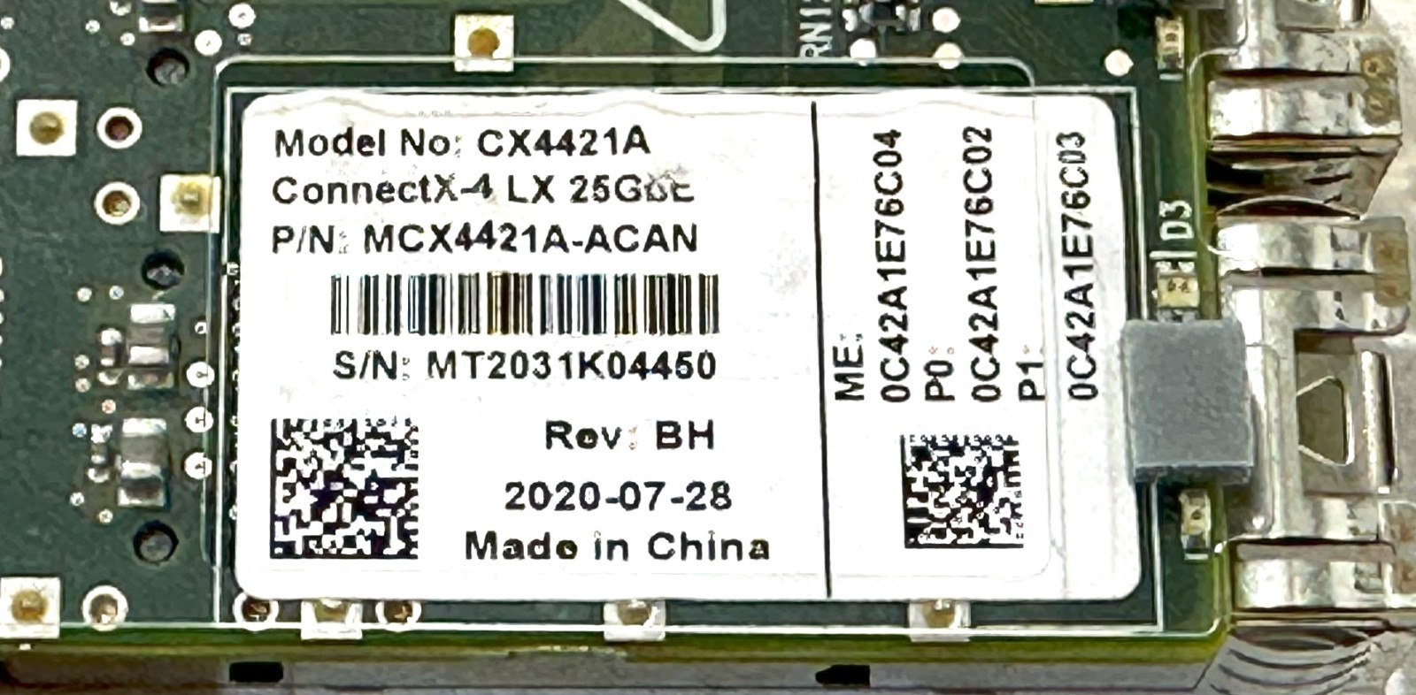 Mellanox CX4421A Dual-Port 25GbE SFP+ PCIe Network Adapter P/N: MCX4421A-ACAN