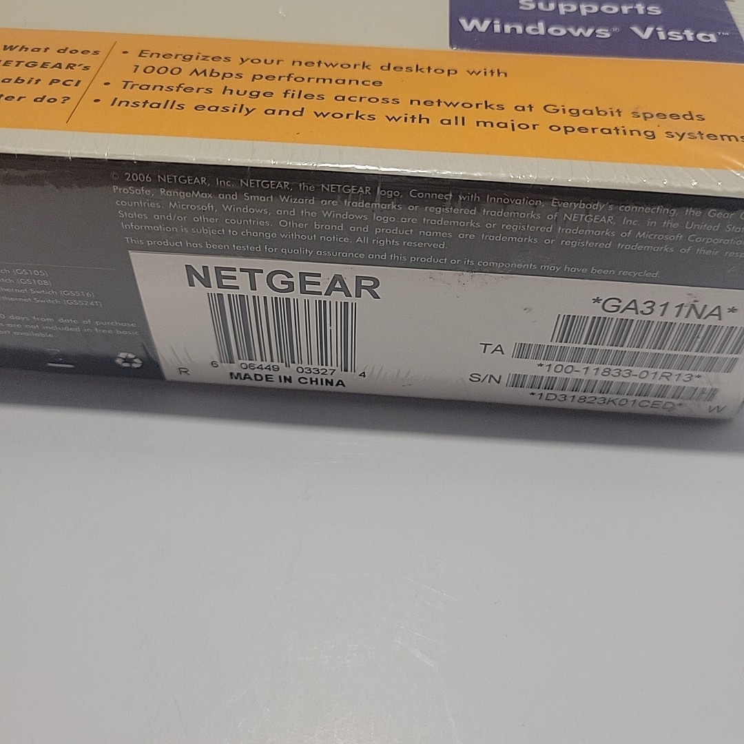 Netgear Gigabit Ethernet PCI Adapter GA311 1000 MBPS Performance 2006 Vintage
