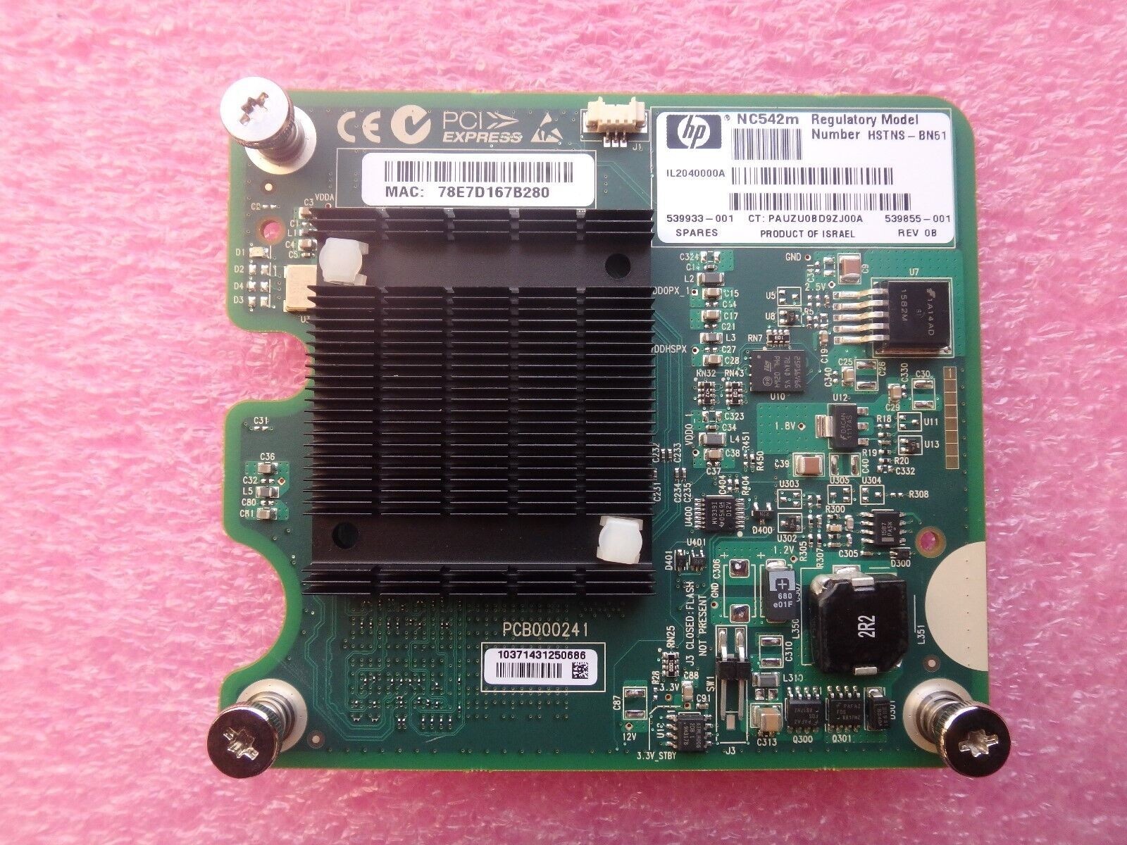 HP 539933-001 NC542m Dual Port Flex-10 GbE Multifunction BL-c Adapter