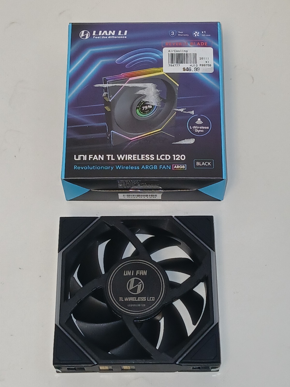 FAN ONLY – Lian Li Uni Fan TL Wireless LCD 120 – BLACK – REVERSE BLADE