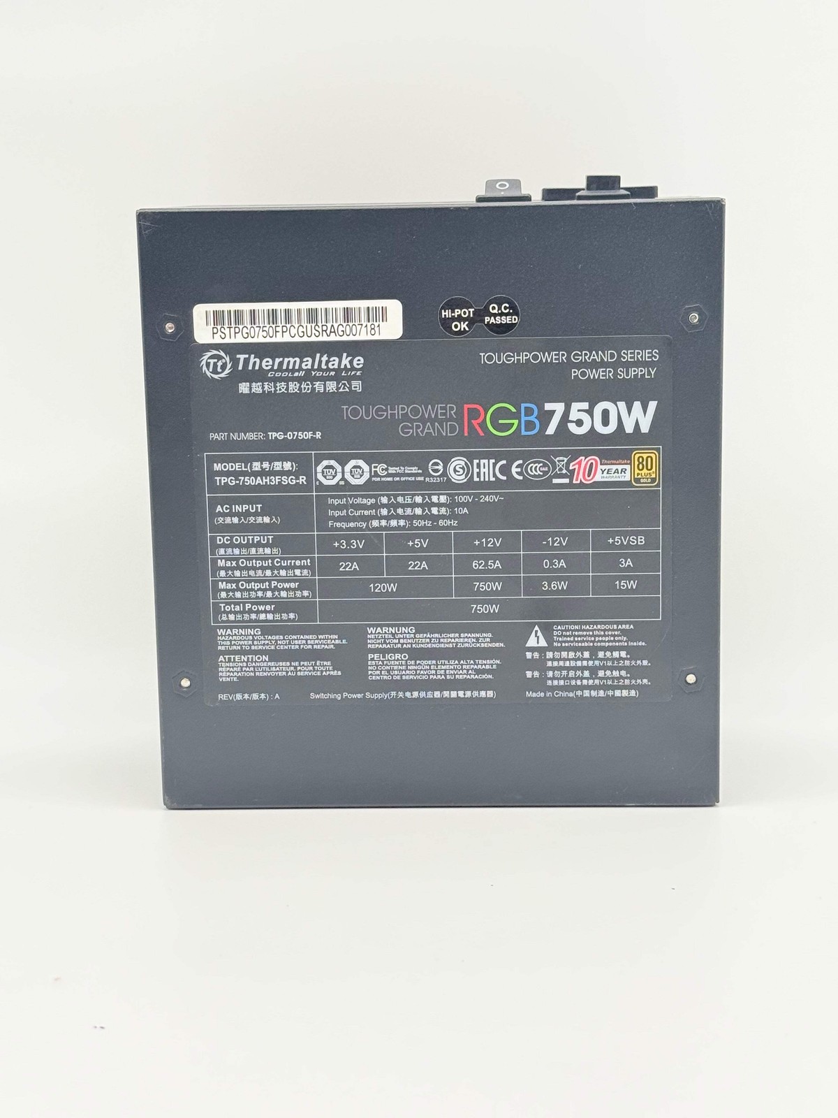 Thermaltake Toughpower Grand Series RGB 750W 80 Plus Gold Power Supply