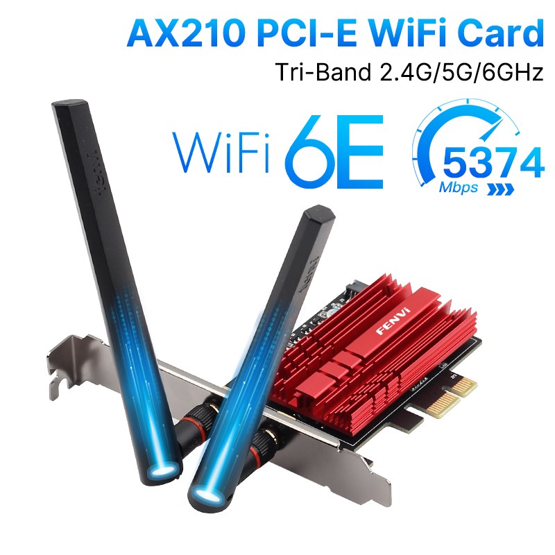 AX210 PCI-E WiFi 6E Tri-band Bluetooth 5.3 5400Mpbs Wireless Adapter Wifi Card
