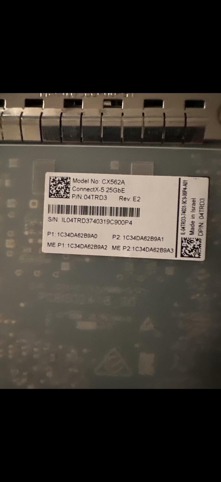 Dell 04TRD3 NVIDIA Mellanox ConnectX-5 CX562A OCP 3.0 Dual Port 25GbE SFP28 NIC
