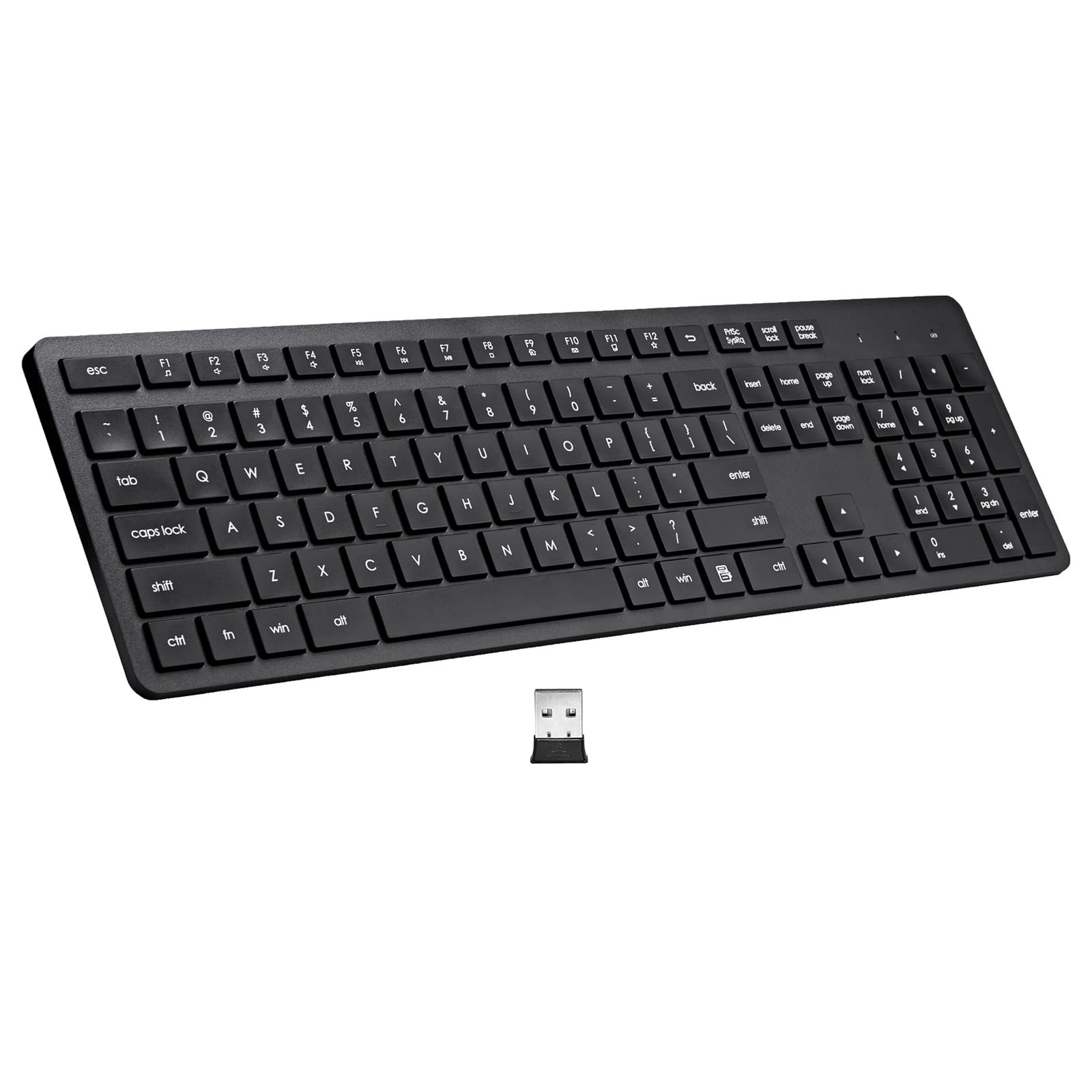 Harburfine Wireless Keyboard, 2.4G USB External Silent Cordless Black