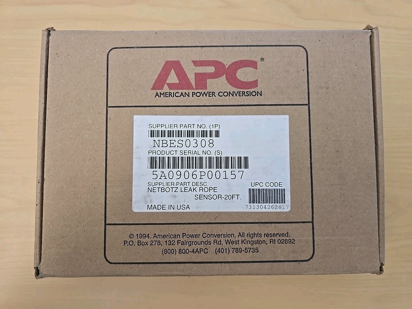 APC NBES0308 NetBotz Leak Rope Sensor 20ft Water Detection Cable NEW
