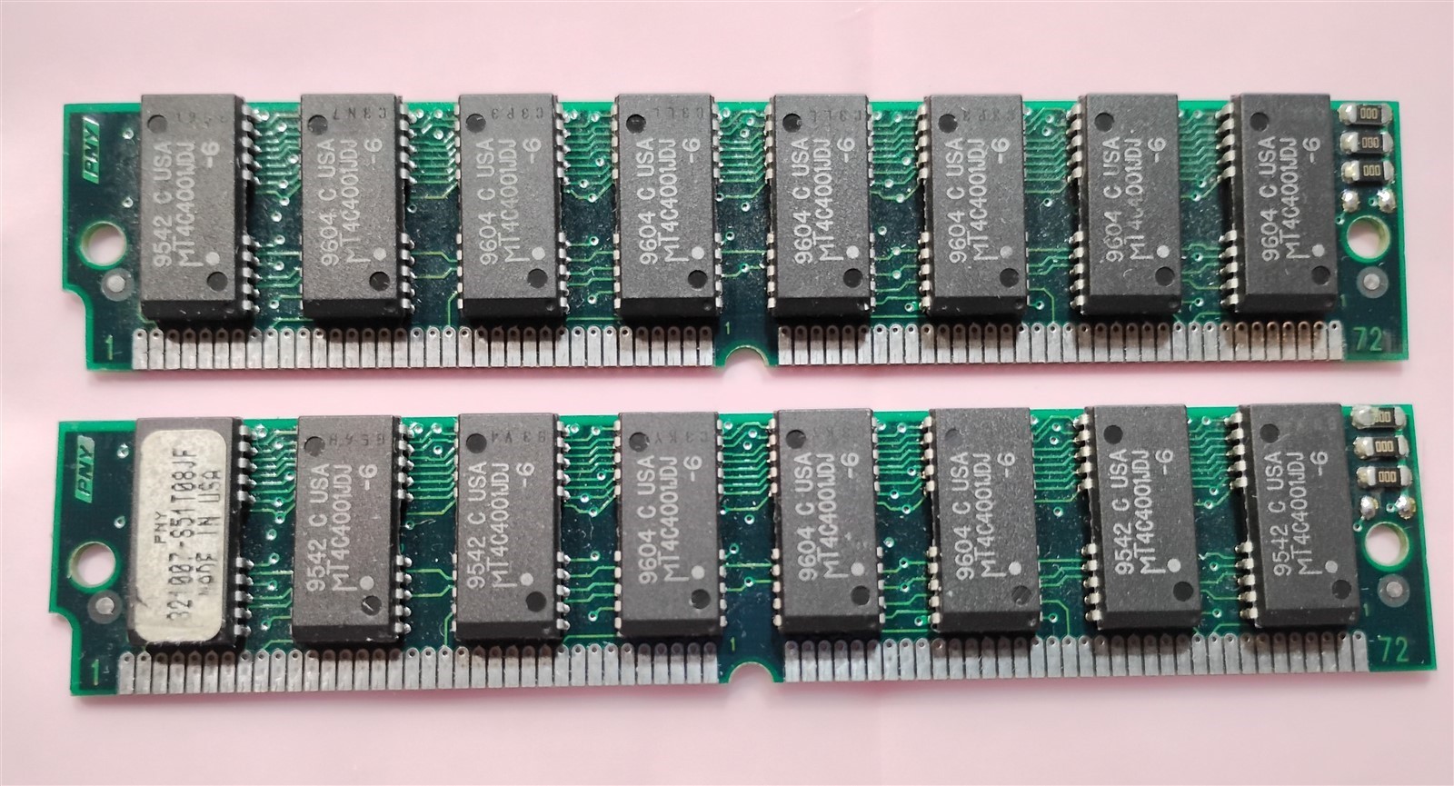 PNY 8MB Kit 2x4MB 72-pin SIMM RAM 60ns FPM Non-Parity 1Mx32 5V 321007-S51T08JF