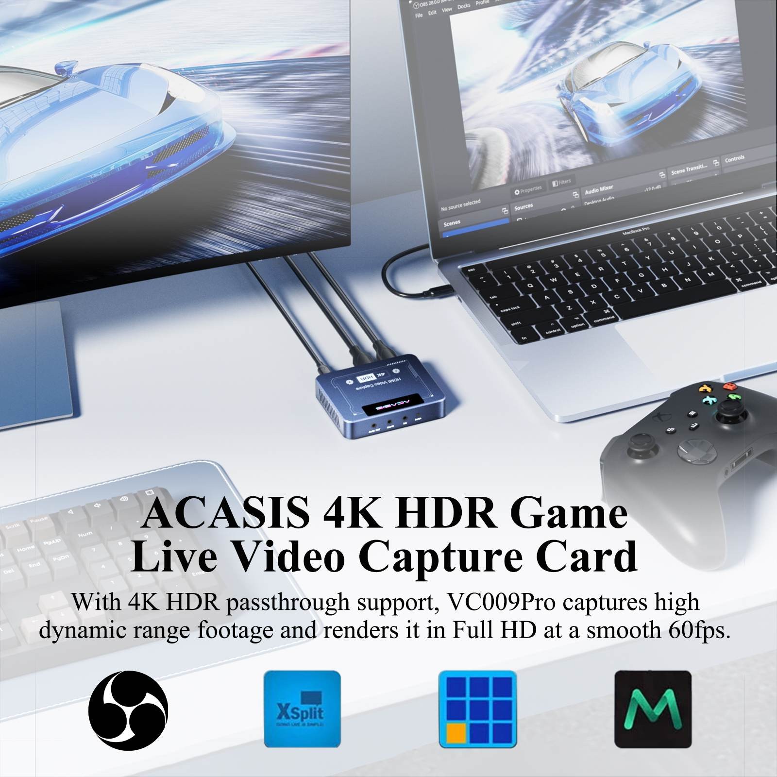 ACASIS 4K HDR HDMI Video Capture Card 5Gbps USB Type-C for Gaming & Recording
