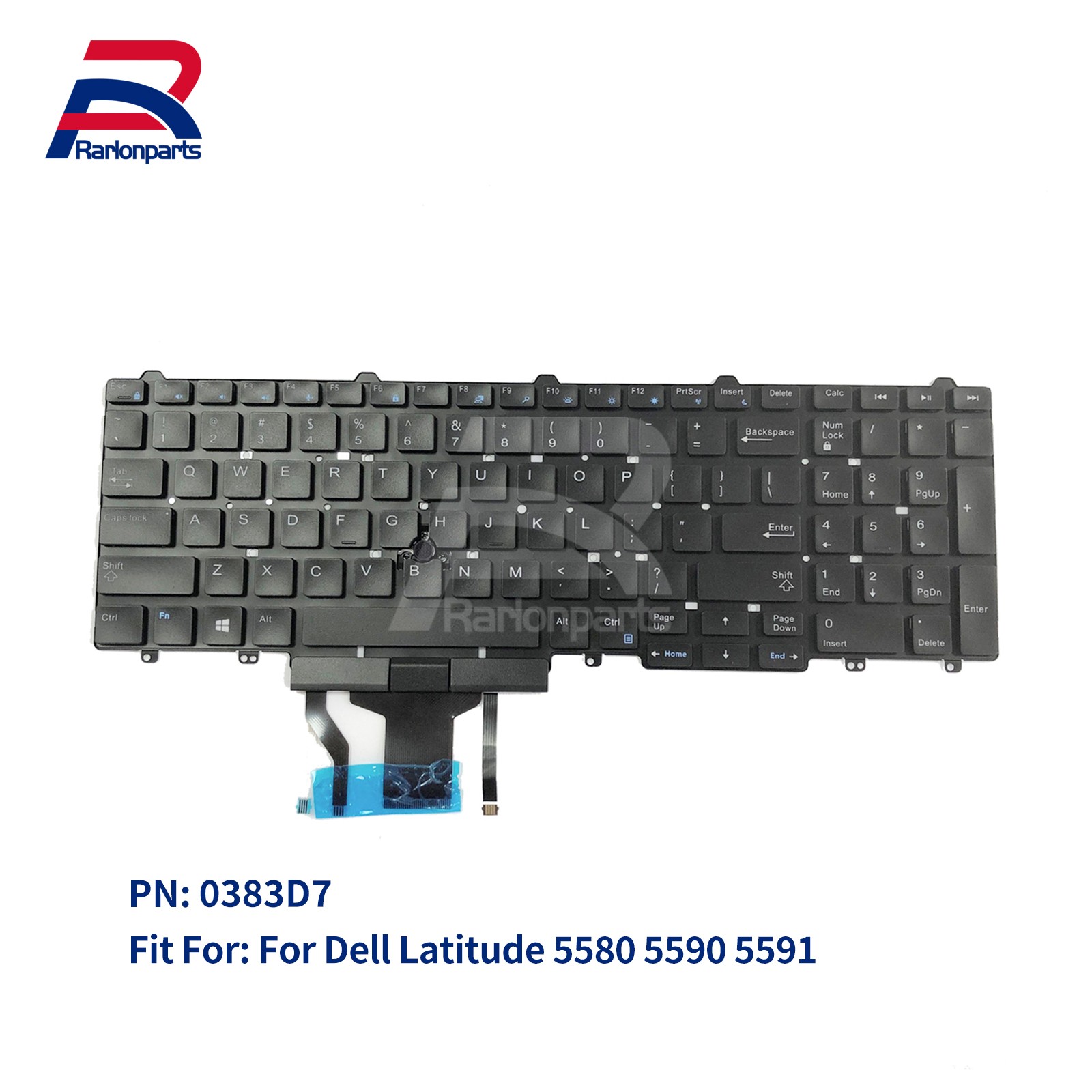 New For Dell Latitude 5580 5590 5591 E5550 5570 US Backlit Keyboard 383D7 0383D7